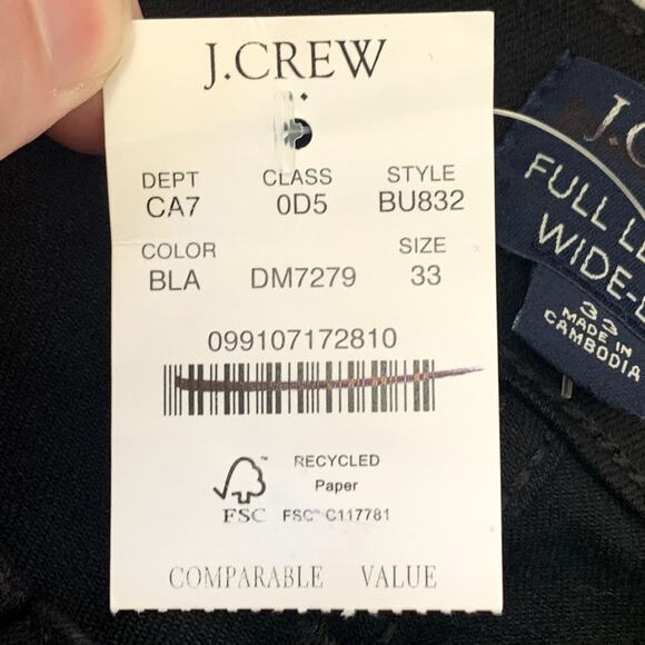 NWT J.Crew Factory Wide-leg Full-length Jean All-day Stretch in Black BU832 - Picture 13 of 15